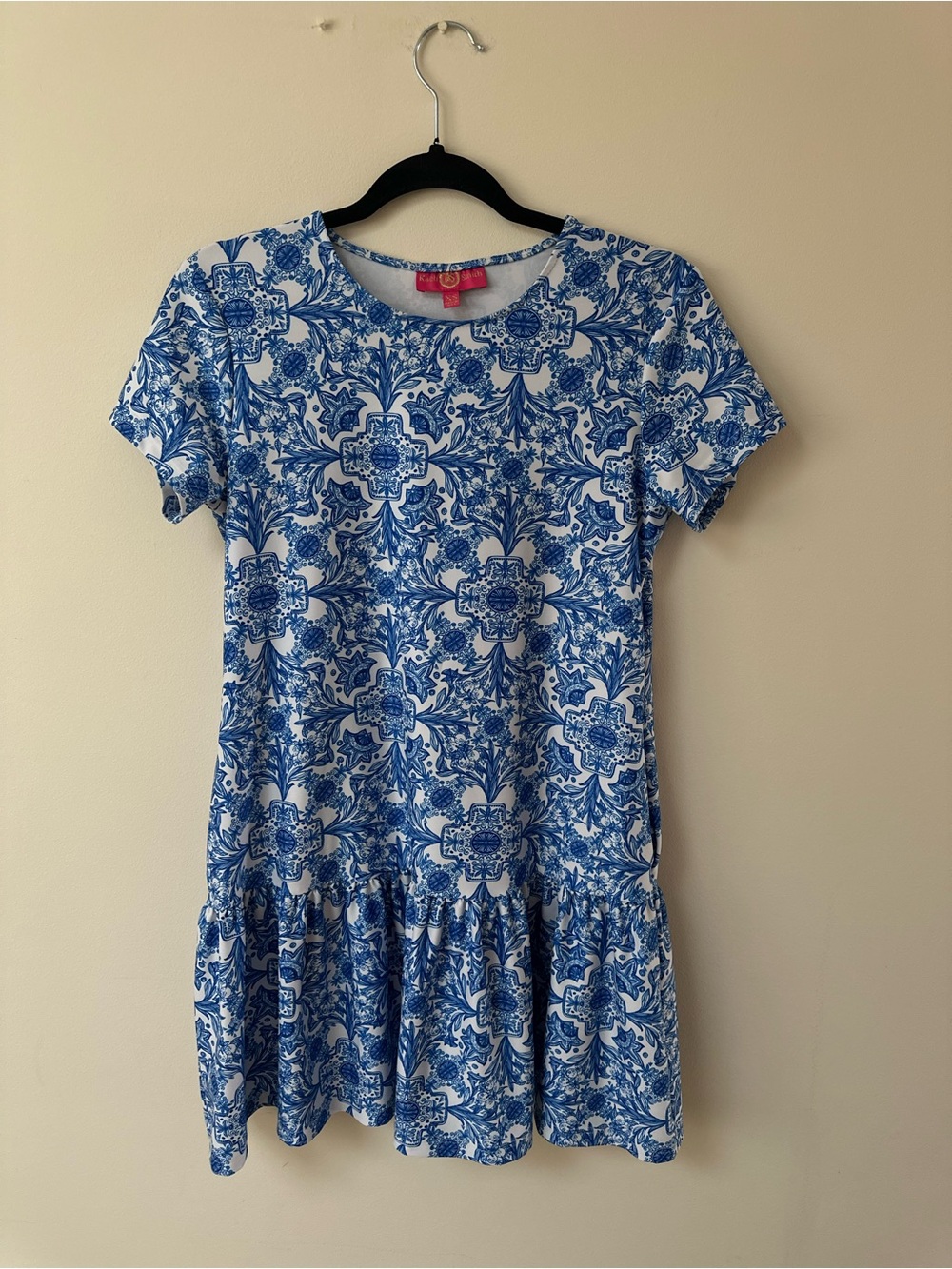 Kaeli Smith Blue Floral Drop-Waist Tee Dress